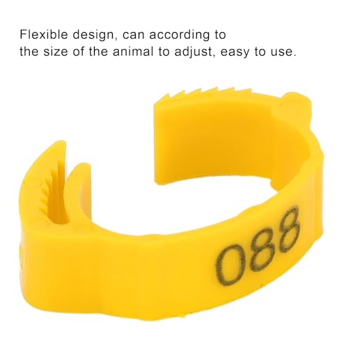 100Pcs Chicken Leg Rings, 5 Colors Readable Numbered Chicken Identification Leg Bands Card Slots Design Poultry Leg Tags for Chicks Ducks (Yellow (100 Pieces per Pack)) - color: Yellow (100 Pieces Per Pack)