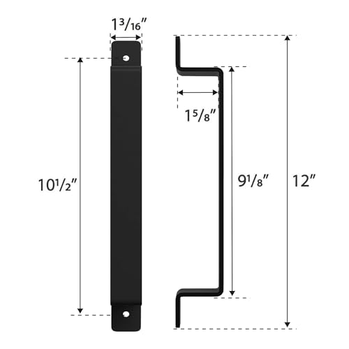 12" Barn Door Handle for Gate, Kitchen, Sheds, Garage - Pull Handle for Sliding Barn Door - Grab Handle - Barn Door Hardware - Black