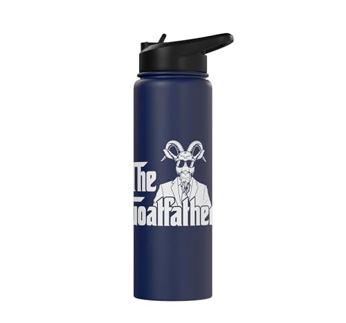 Funny Goat Gift for Men Women Kids Youth Girls Boys Mom Dad Stainless Steel Insulated Water Bottle - color: Navy Blue