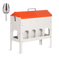 15lbs Automatic Chicken Feeder - 10 Feeding Ports Duck Feeder | No Waste Poultry Feeder, Large Feeding Though Dispenser for Chickens Duck, Galvanized Metal Material, Sturdy And Durable
