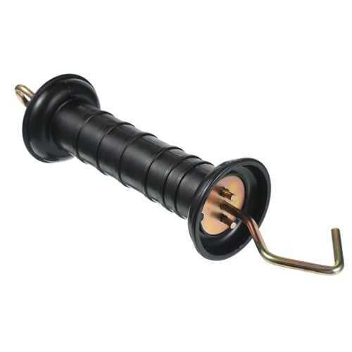 1 Pack Plastic Electric Fence Gate Handles with Spring, Black Insulated Electric Fence Accessories with Poly Tape Buckle Electrics Fences Supplies Spring Handle 11 X 2.4 X 1.6 Inch