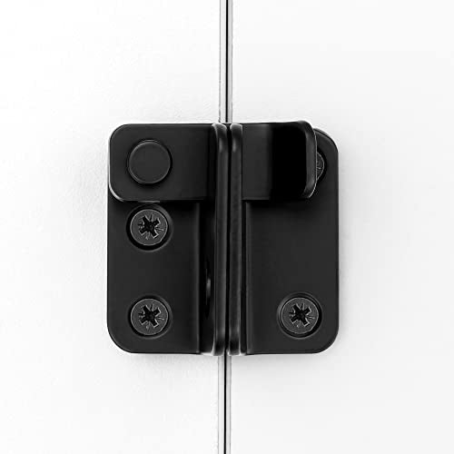2 Set Black Flip Latches with Padlock Hole，1.81”x1.77”Slide Bolt Latch | Stainless Steel Sliding Barn Door Lock ,for bedroom,drawer,Wine Cabinet,cabinet,garage,window,pet enclosures - color: Small_Black_2 Pack