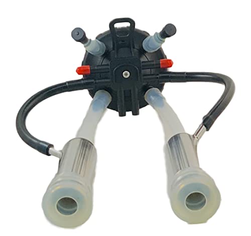 Melasty Cow Milker Claw Cluster Complete with Large Silicone Liners, Stainless Steel Shells, 200cc Milking Claw, Air Tubes, and Caps & Plugs Kit Replacement Part for Any Brand Milking Machine