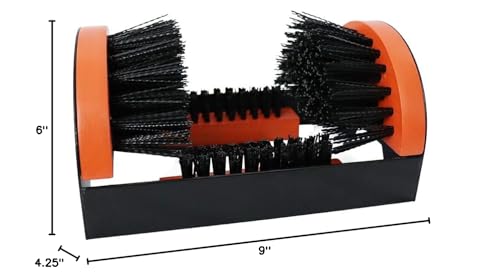 Zeluga 26-387 Portable Hardwood Construction and Metal Frame Boot Scraper and Scrubber, Indoor & Outdoor Shoe Cleaner Brush, Black/Orange