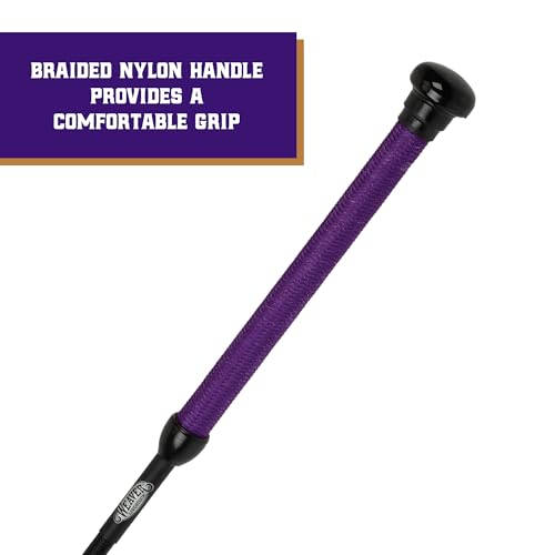 Weaver Livestock Basic Pig Show Whip, Hog Livestock Whip with Braided Nylon Handle, Leather Popper, Lightweight Braided Shaft - color: 36" - Purple