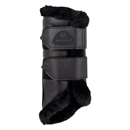Acavallo Front Brushing Boots Eco-Leather & Faux Sheepskin, Large Size, Black
