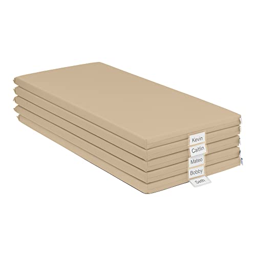ECR4Kids SoftZone Rainbow Rest Mat, 2in, Sleeping Pad, Sand, 5-Piece | Soft foam with polyurethane cover, GREENGUARD Gold Certified, 2-6 years, fully assembled, non-slip base, daycare or classroom - color: Sand