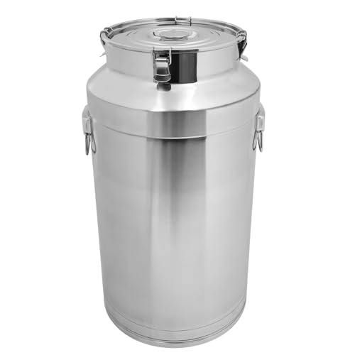 88L/23.3Gal Milk Can, 304 Stainless Steel Airtight Storage Pail with Locking Sealed Lid, Carry Handle, Heavy Duty Food Grade Bucket, Storage Container for Wine, Oil, Beverage, Home, Farm, Kitchen Use - size: 88L/23.3Gal