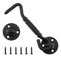 4 Inch Hook and Eye Latch, Barn Door and Gate Latch, Black, 1 Pack | Simple Hook Closure Adds Privacy to Sliding Doors, Cabinets, Windows and Bedrooms, Steel Hardware Includes Mounting Screws - size: 1 Pack