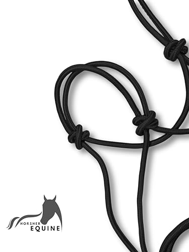 Premium Rope Halter for Horses, Durable Hand-Tied Adjustable Nylon Horse Headcollar with Knots for Trail Riding, Lightweight & Strong Equestrian Western Tack