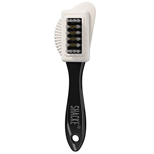 Suede Brush and Eraser Kit – 4-Way Nubuck Cleaner with 2 Erasers | Suede shoe brush & suede cleaner — rubber bristles, welts, nylon/brass lift dirt from shoes, boots, bags & purses - size: 5 - Brush w/ 2 Erasers
