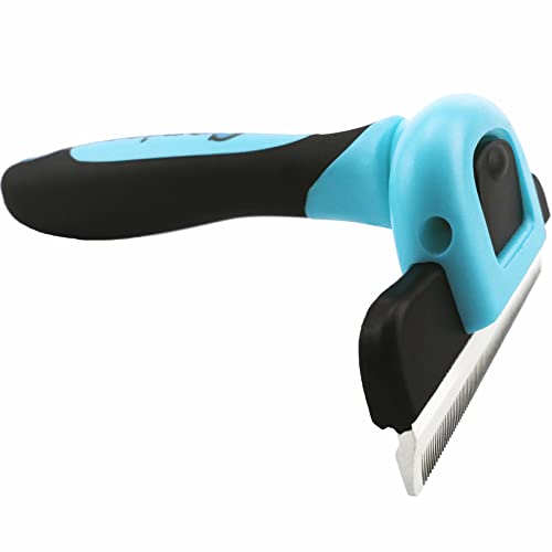 Gonicc PDT- 1001 Professional Pet De Shedding comb Tool Blue | Effectively Reduces Shedding by Up to 95%, Ideal for Short, Medium, Long Hair, Ergonomic Non-Slip Handles, Durable And Stable