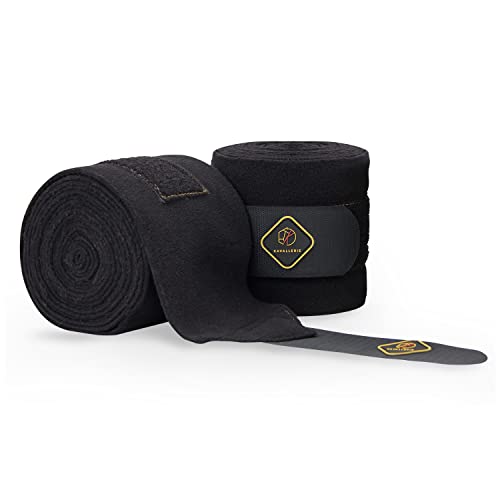 Elastic Fleece Bandages for Horses, Non- Slip and Snug fit Breathable Material for Injury Protection and Superior Legs Support, Stocking up Solution - Black - (2 Units Per Pack) - color: Black, size: 2 Pack
