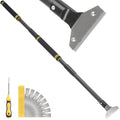 Floor Scraper Long Handle, 31"- 58" Razor Blade Floor Scraper Heavy Duty Tool with 10 Blades for Cleaning Wall Razor Glass Wall Gum Paint Tile Glue Adjustable Metal Pole (58)