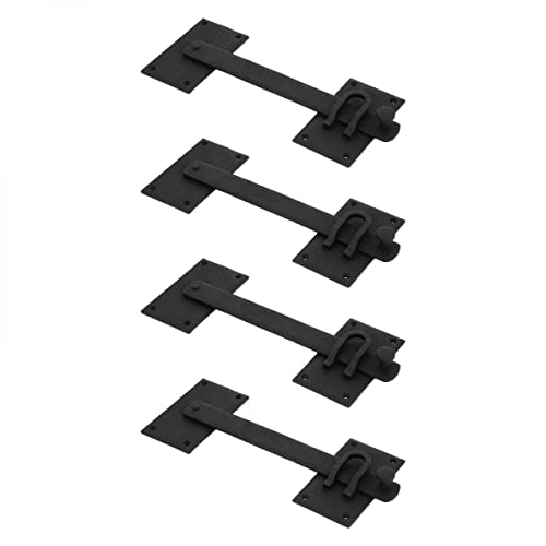 Black Iron Fence Gate Latch Lock, Colonial Style Door Hardware, 12 in, Pack of 4 - color: 12-inch Latch, size: Pack of 4