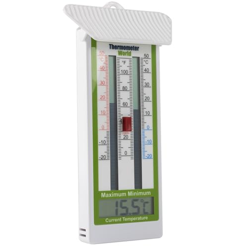Digital Max Min Thermometer Classic Design - Wall Mounted Temperature Monitor for Garden, Greenhouse or Home