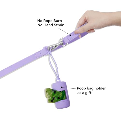 Waterproof Dog Leash with Poop Bag Holder, 5FT/6FT Adjustable Length with 2 Swivel Hooks, Odor-Free & Easy-Clean Dog Lead for Large Medium Small Dogs - color: Purple, size: 5FT - 3/5inch Width