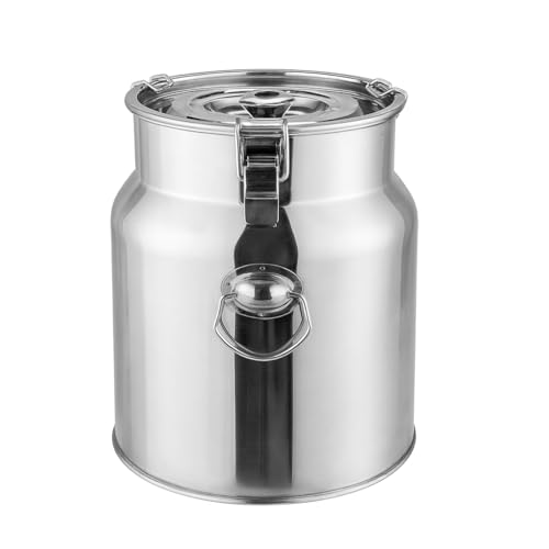 Stainless Steel Jug with Lid, 2.64 Gallon Metal Container, Large Capacity Food-Grade Milking Pail for Goats, Cows or Home Use - size: 2.64Gallon