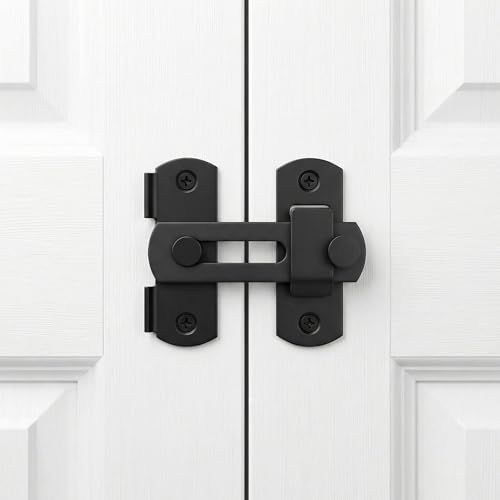 DOUBLE 2 C Barn Door Lock, Sliding Door Lock Hardware, Carbon Steel Door Latches for Cabinet, Closet, Window Door, Black - style: 1 Pack