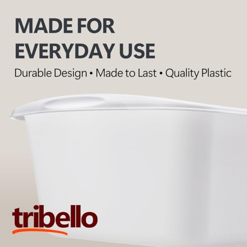 Tribello Plastic Wash Tub Dishpan Basin and Foot Bath for Soaking Feet, Laundry Hand Wash Bucket, Dish Pans for Washing and Storage Cleaning Supplies - 12 Quarts - Heavy Duty - Made in USA (White) - color: White