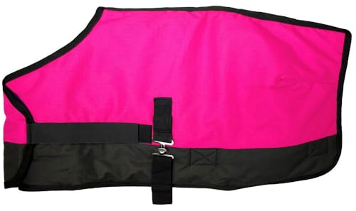Mini/Pony/Livestock 1200D Adjustable Water Resistant Turnout Blanket - color: Pink, size: 64 - 68
