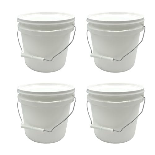 Rocky Mountain Goods 1 Gallon Bucket with Lid and Handle - Water Tight Paint Pail - Multi Use Utility Bucket - Durable Saturn Rings Leak-Proof Lid - Thick Uniform Walls for Stacking (Pack of 4)