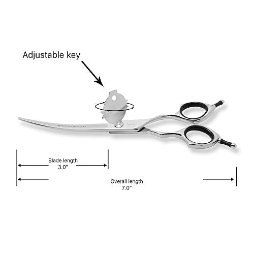 HASHIMOTO Curved Dog Grooming Scissors, 6.5 inch, Designed for Large Hands | 30 Degree of Curved Blade, Large Finger Holes, Sharp, 440C Stainless Steel - size: 6.5", style: Curved (Large Finger)
