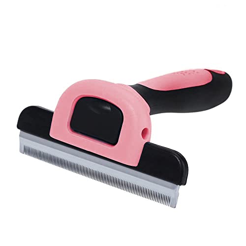 SunGrow Dog and Cat Deshedding Brush, Minimizes Shedding, Enhances Coat Health, Gentle on Skin, Suitable for Rabbits & Ferrets, 4" Steel Blade