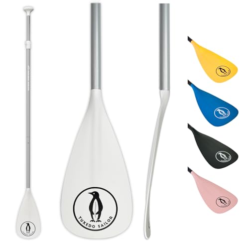 Tuxedo Sailor SUP Paddle - 3 Piece Adjustable Stand Up Paddle Board Paddle - Lightweight & Floating Paddle Board Oar - Durable and Packable, Reinforced Nylon Blades - Efficient Stroke - color: single white