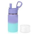 Volhoply 14oz KIds Stainless Steel Insulated Leakproof Bottles Water Bottle with Straw Lid and Silicone Boot,BPA-Free Easy Use for Boys&Girls,Double Wall Vacuum Bottles(Purple Blue,1) - color: Purple Blue