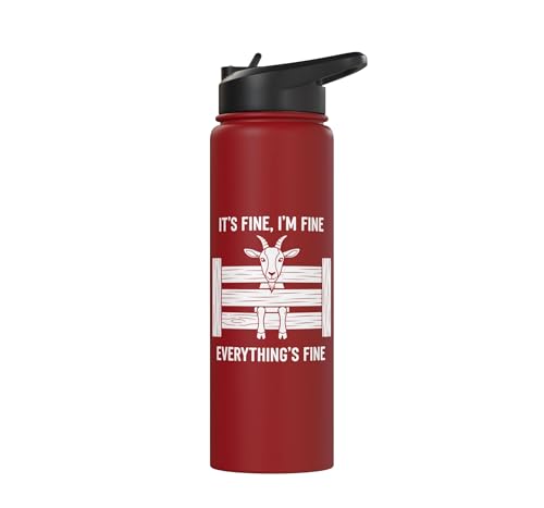 It's Fine I'm Fine Everything's Fine Goat Farm Mom Funny Kid Stainless Steel Insulated Water Bottle - color: Red