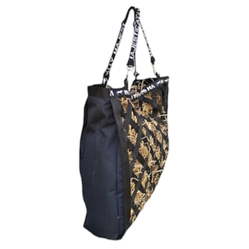Majestic Ally Double Side Open Slow Feeder Hay Bag - Diamond shaped Obliquely Placed Webbing (Black) - color: Black