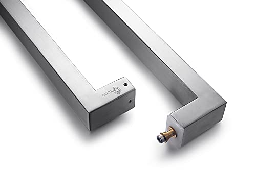 TOGU TG-R3825 12 inches Solid Standoffs Heavy-Duty Commercial Grade-304 Stainless Steel Push Pull Door Handle/Barn Door Pull Handle/Glass Pulls, Full Brushed Stainless Steel Finish - size: 12 IN(Length)/1.5X0.98 IN (FrontXSide)