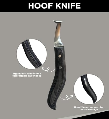 Super Sharp Hoof Knife - Hoof Knife with Wooden Handle, Horse Shoe Hoofing Made Easy with Hoof Trimming Knife with Special Colored Wooden Handle