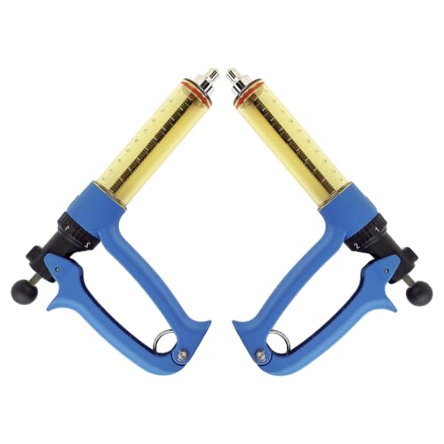 2-Piece Set, RANCH CHOICE 50ML Semi Automatic Livestock Syringe, Dose Adjustable, Continuous Repeating Luer Lock Cattle Syringe for Cow Goat Pig Sheep Hog - size: 2-Piece 50ML