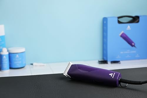 Andis 24820 EasyClip 7-Piece Detachable Ceramic Blade Clipper Kit, Purple | Single-speed quiet comfortable motor, 12ft power cord, dog grooming kit with 4 combs - style: New Model