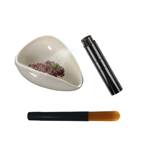 Set of 3 Coffee Dosing Cup Coffee Bean Dosing Cup and Coffee Brush For Ceramic Single Dosing Tray and Bristles Wood brush for Coffee Espresso Machine Cleaning