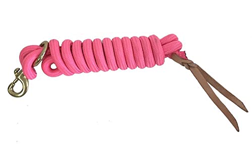 9 Ft Nylon Lead Rope, 5/8 in, Leather Popper - color: Lime Green