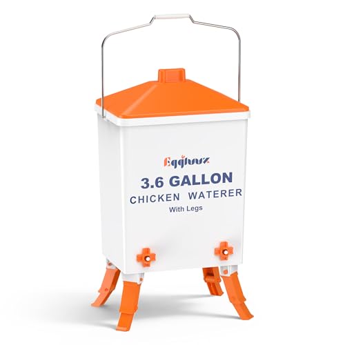 Eggluuz 3.6 Gallons Chicken Waterer Bucket with Water Nipples, Adjustable Legs and Anti-Roost Cone