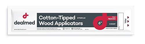 Dealmed 6 in Sterile Cotton-Tipped Applicators - 2000 Count Case | 100% Pure Cotton Tips, Wooden Shafts, Individually Wrapped Pairs, 100 Pouches Per Box, For Medication And Skin Care - size: 6" Sterile (Case of 2,000)