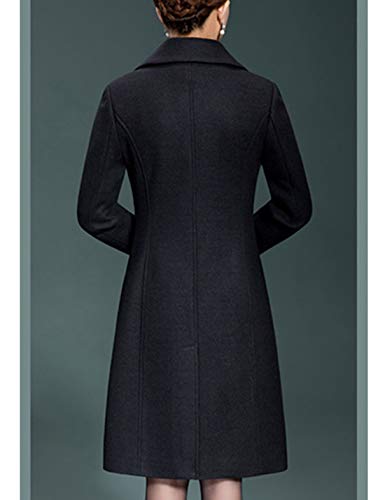 Jenkoon Women's Wool Trench Coat Winter Long Thick Overcoat Walker Coats - color: Black, size: X-Small