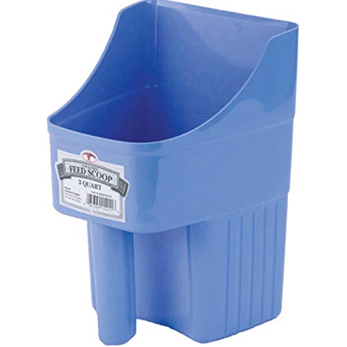 Little Giant® Plastic Enclosed Feed Scoop | Heavy Duty Durable Stackable Feed Scoop with Measure Marks | 3 Quart | Ranchers, Homesteaders and Livestock Farmers | Berry Blue - color: Berry Blue