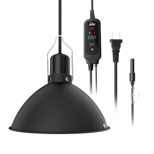 Reptile Light Fixture 8.5 Inch Dome with PID Thermostat & Night Mode 150W | Reptile Heat Lamp Fixture,Lamp Dome,for Bearded Dragon,Reptiles Terrarium,Glass Terrariums,Turtles,Snakes,Lizards - size: 8.5 inch deep