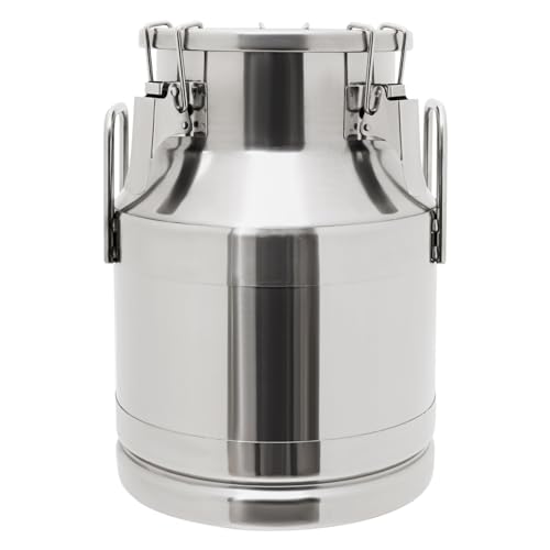 Stainless Steel Milk Bucket, 10L/2.64Gallon 201 Steel Milk Buckets with Lid SS Milk Can large Milk Jug Liquid Container, Airtight Design, Keep Food Dry and Fresh - size: 338.1 Ounces