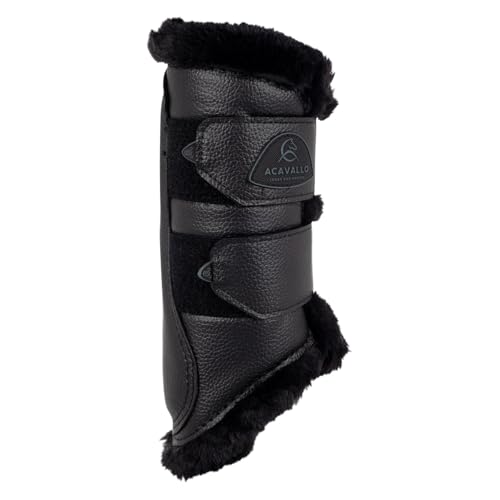 Acavallo Front Brushing Boots Eco-Leather & Faux Sheepskin, Large Size, Black