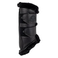 Acavallo Front Brushing Boots Eco-Leather & Faux Sheepskin, Large Size, Black
