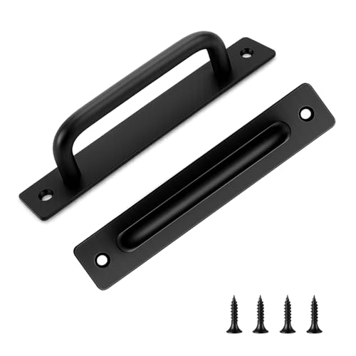 6-1/2" Black Metal Gate Pull Handle, Heavy Duty Outdoor Fence Gate Handles for Wooden Fences Shed Barn Door Hardware, 2 Pack Outdoor Fence Gate Use - size: 2 Pack 5 Inch Metal