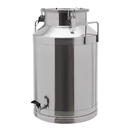 Stainless Steel Food Grade Milk Can, 60L Milk Transport Bucket Wine Pail Sealed Oil Storage Metal Water Beverage Drink Dispenser Handle Liquid Container with faucet for Old Vinegar, Honey (60L) - size: 60L