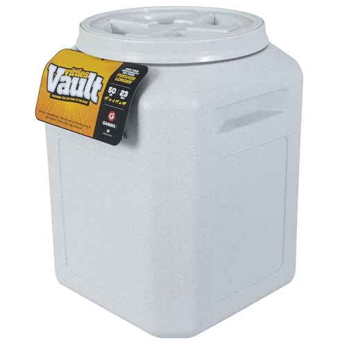 Vittles Vault Airtight Pet Food Storage Container + Scoop, Fits Up to 50lbs | Stores Dog Kibbles, Bird Seed, Oatmeal, Rice, Flour and Cereal in BPA Free Plastic, Sealed Airtight, Made in USA, with Scoop - size: 14.0"L x 14.0"W x 20.2"H