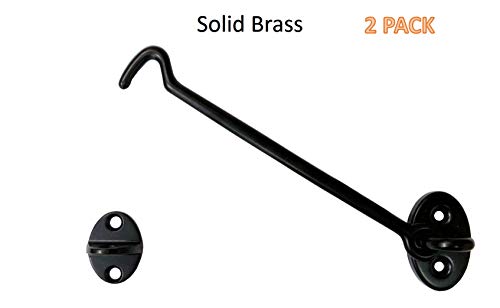 Heavier Duty Brass Door Hook Latch & Eye, 6", Matte Black, 2 Pack, Made in Taiwan - color: Matte Black, size: 2 Pack (6")